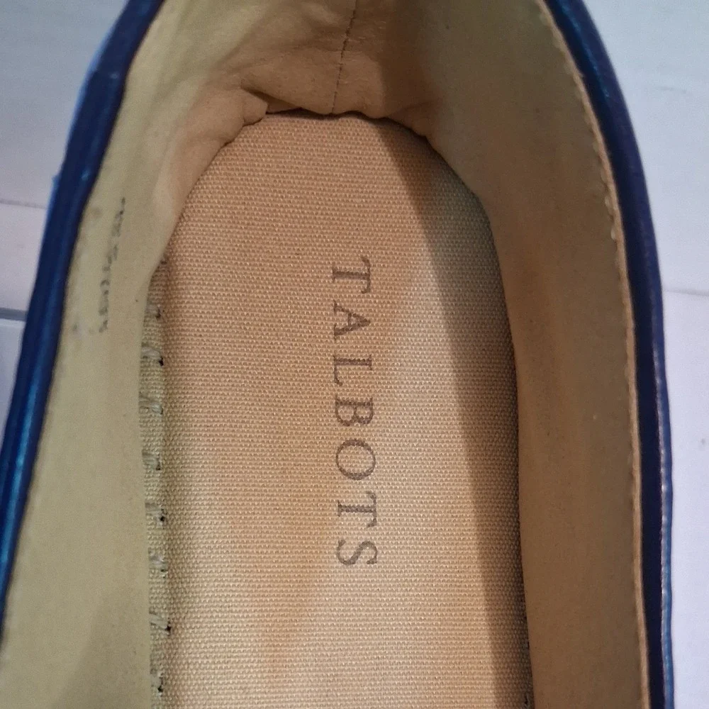 Talbots Blue Quilted Leather Cap Toe Espadrille Flats Shoes Womens 8.5M